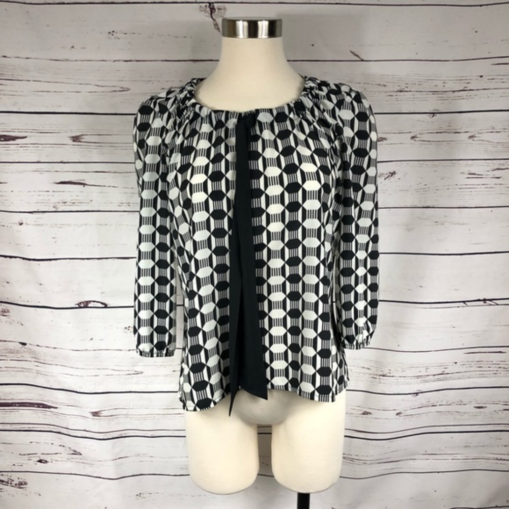 Ann Taylor Black Printed Blouse‎
